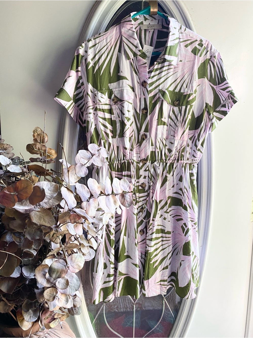 🆕 NWT LOFT Tropical Print Safari Dress - Sz M